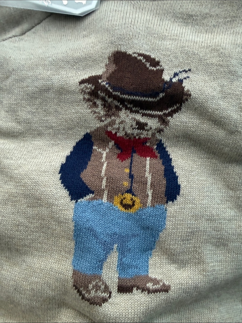 Rock a bye baby knit Sweater pant Set size 6-9 months tan bear fall cowboy new